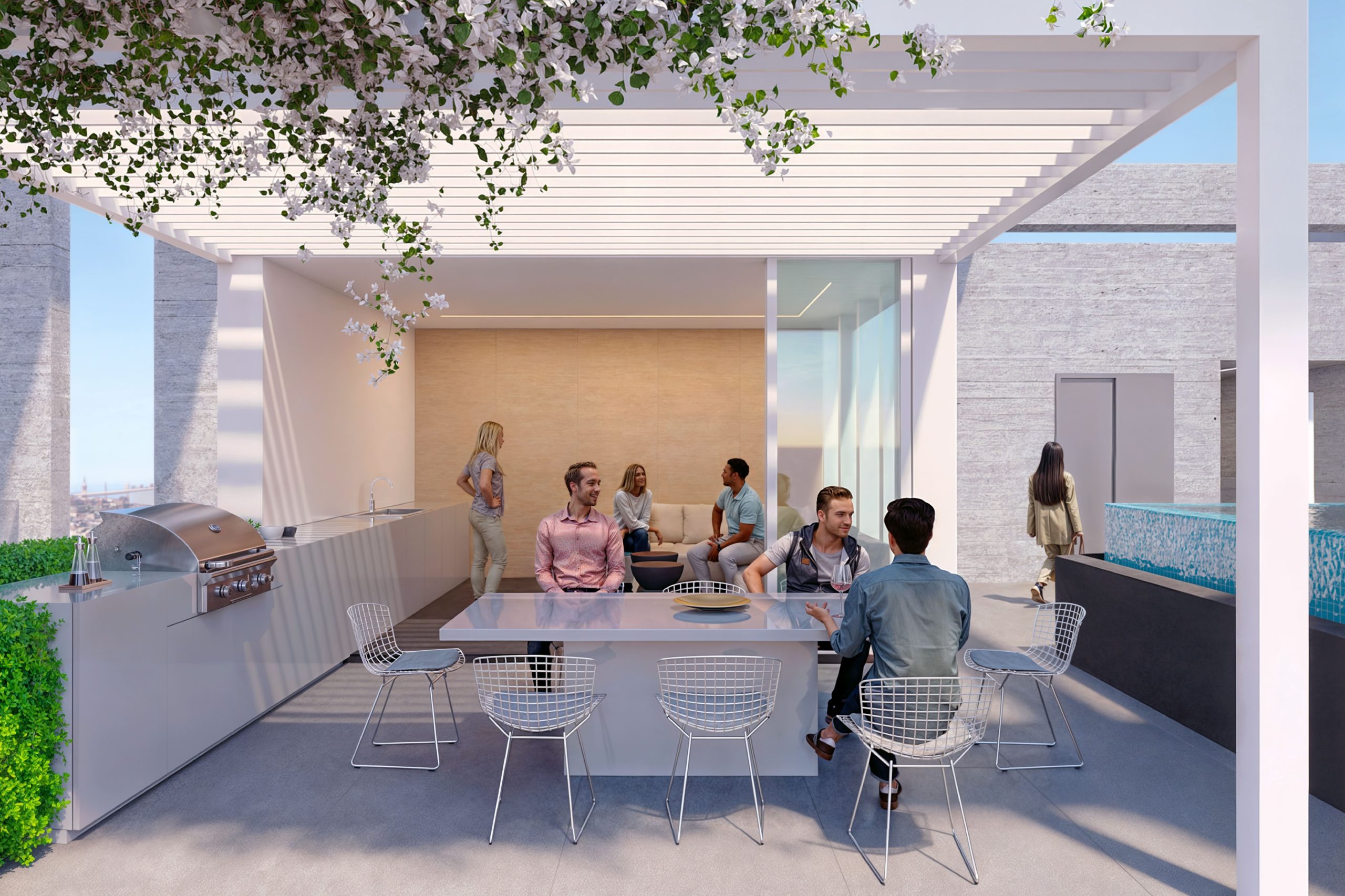 Zona grill y área social de Departamentos en venta en mazatlán, Arium Tower