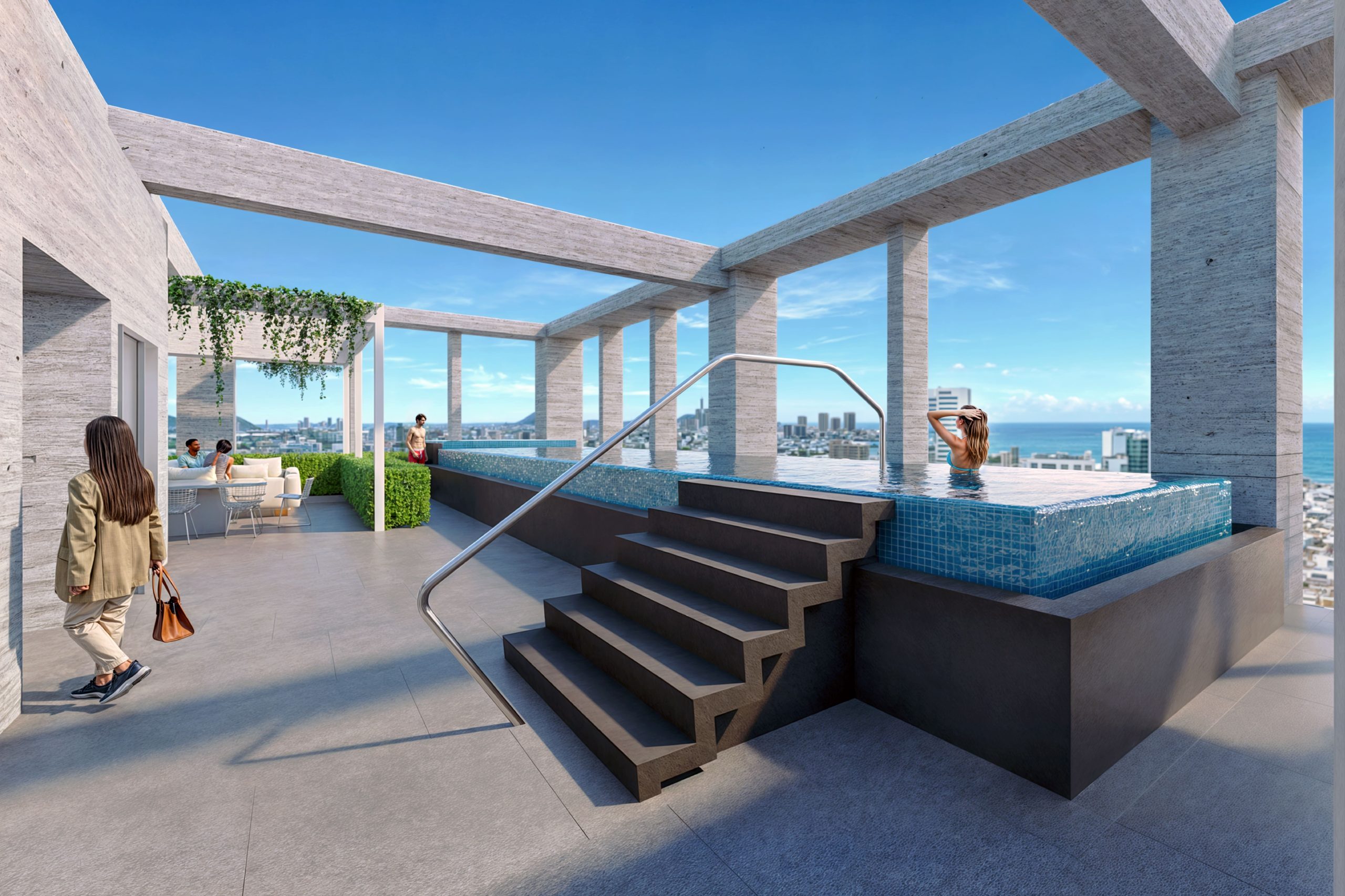 Alberca con vista panorámica al mar en Arium Tower Mazatlán